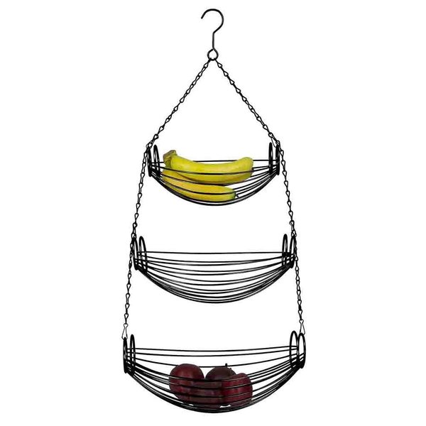 Hds Trading 3Tier Black Oval Hanging Basket ZOR95931